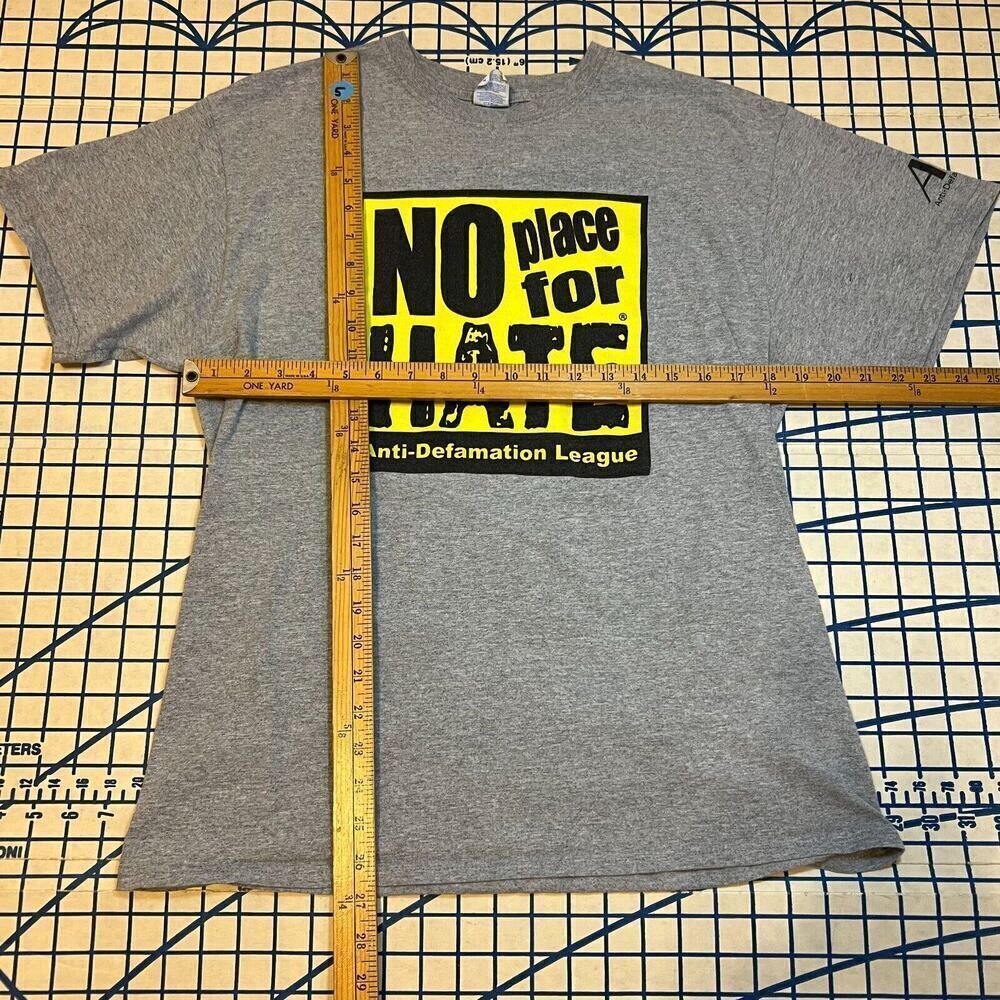 No Place For Hate Anti Defamation Leauge T-Shirt Size Large Grey Short Sleeve - Picture 7 of 7